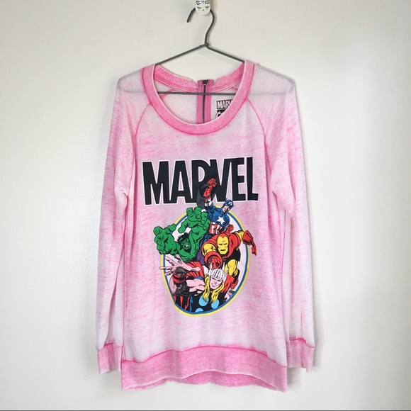 Marvel Tops - Marvel Comics Burnout Shirt Pink Size Small